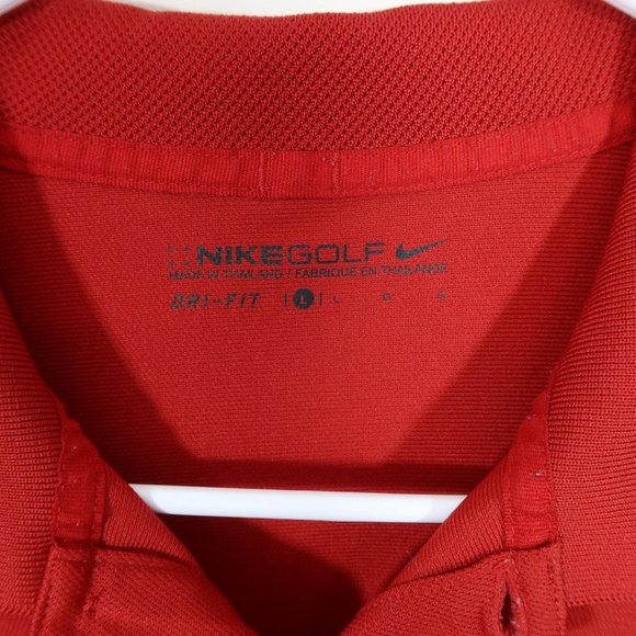 4/$25 NIKE GOLF Size L Mens Red Moisture Wicking Short Sleeve Polo Shirt - Picture 5 of 5